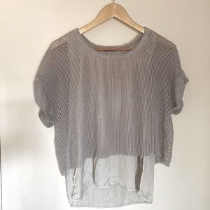Zara Gray Mesh Top